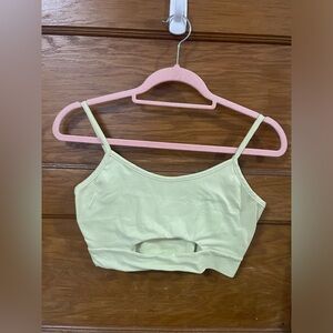 Pomelo Project Light Greenish Butter Yellow‎ Cut Out Crop Top
